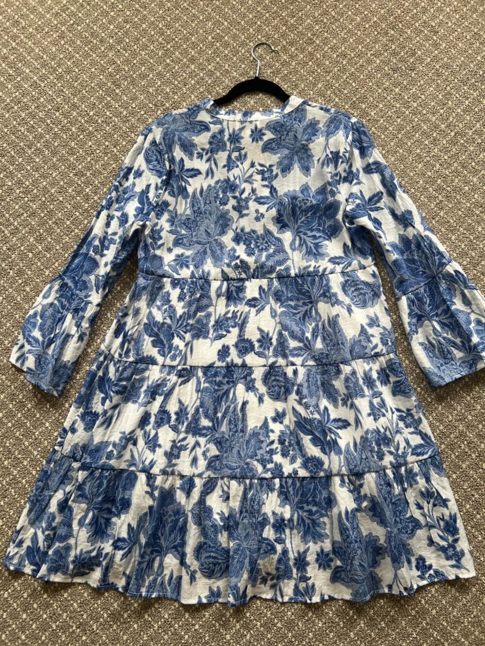 Choklate French Brand Flowy Mini Dress Blue and White Toile Print - Picture 4 of 4